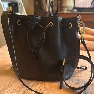 BRAND NEW Longchamp Black Leather Bucket Bag